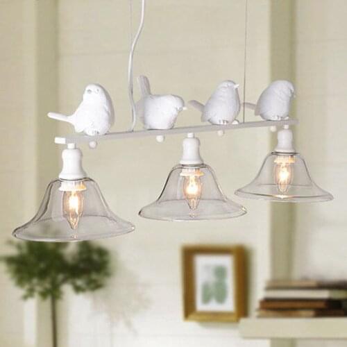 Three light led chandelier E14 led light retro art glass led lustre chandeliers lw591005py Modern European Bird led chandelier