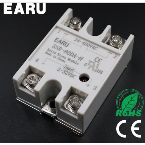 Solid State Relay SSR-80DA-H 80A SSR 80DA-H 3-32V DC TO 90-480V AC solid state Resistance Regulator