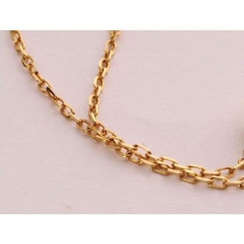 Solid Yellow Gold Chain Necklace/ Perfect Long O Chain Necklace/ 1-2g