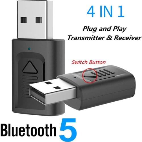 USB Bluetooth 5.0 Audio Receiver 4 In 1 Transmitter UX RCA USB 3.5mm Jack For TV PC Computer Speaker Wireless Adapter Dongle HOT