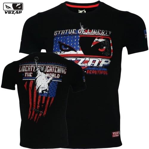 VSZAP Fitness MMA Fighting Shirts Sports MMA Jiu Jitsu Sauna Suit Boxing T-Shirt Male Training Muay Thai Gym T-Shirt