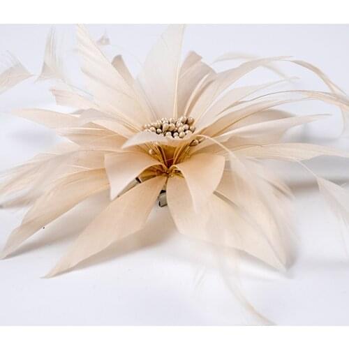Clip Headdress Accessory / Bridal Hair Pin / Headpiece with Feather / Feather Flower 1 Piece Wedding / Womens Feather Headpiece
