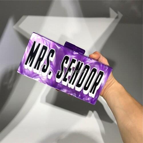 OC4196 High quality handmade women acrylic custom bag, elegant shadow acrylic name evening bag