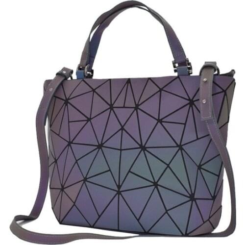 Female Handbag for Ladies Luminous Bao Bag Geometric Women Handbags Luxury Geometric Shoulder Bag Set Folding Tote Crossbody Bag