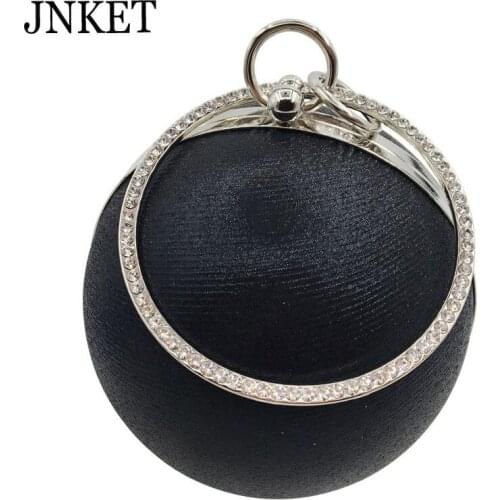 JNKET Round-shapes Womens Handbag Glossy PU Leather Purse Messenger Bag Dinner Party Handbag Detachable Metal Shoulder Strap