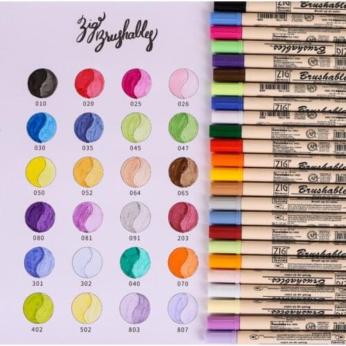 ZIG Kuretake Soft Tips Watercolor Brush Marker Deep Shallow Dual Two-color Brush Set Drawing Painting Calligraphy Art Supplies