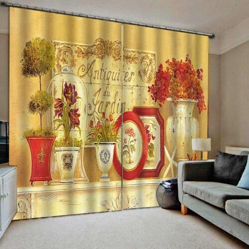 Golden curtains bar 3D Window Curtain Dinosaur print Luxury Blackout For Living Room bar curtain
