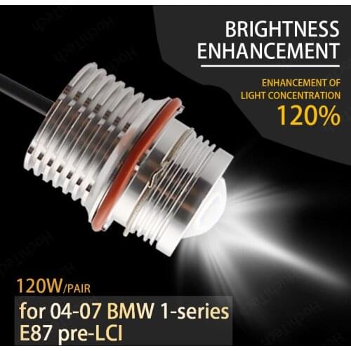 120W 6000K White High Quality Angle Eyes LED Marker HALO Ring Light Bulb for 04-07 BMW 1-series E87 pre-LCI Super Bright