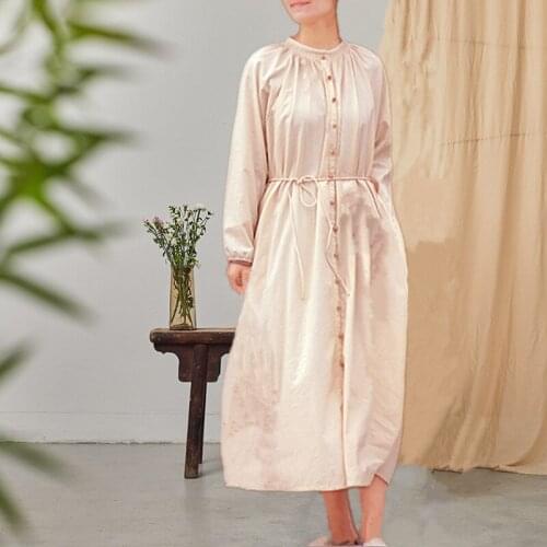 19 Literature Pure Cotton Soft Cheese White Lead Crimp Easy Tether Dress Robe 90117 h190419