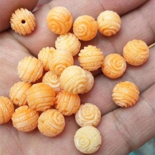 20pcs new flower beads carving round shape size 10mm matching beads women bracelets making accessories and jewelry components