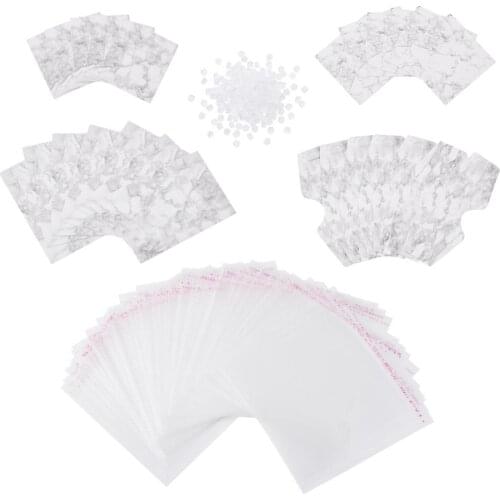 210pcs Carboard Jewelry Display Cards and 100pcs OPP Cellophane Bags and 400pcs Plastic Ear Nuts Earring Backs