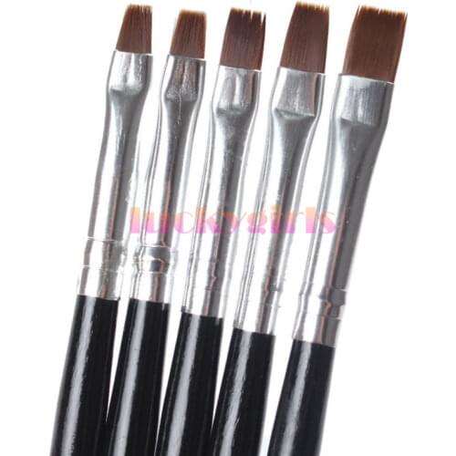 5pcs/ 1set Nail Art Acrylic UV Gel Salon Flat Brush Pen Dotting Draw Paint Tool Set YKS
