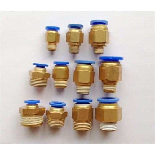 5pcs Tube O/D 12mm To 1/8" 1/4" 3/8" 1/2" Male Pneumatic Push In Connector Quick Release Fitting BSP Straight Connector
