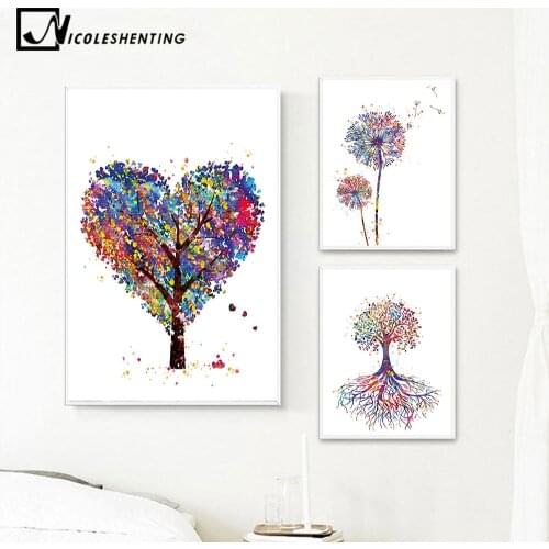 Watercolor Plant Trees Flower Canvas Poster Abstract Minimalist Art Painting Wall Picture Print Modern Home Room Decoration