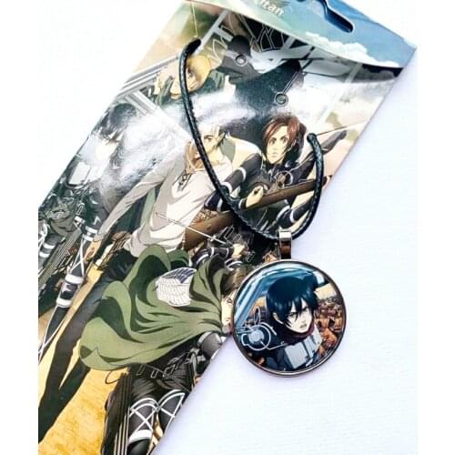 Anime Attack on Titan Eren Mikasa Erwin Levi Jean Sasha pattern metal pendant Fashion Necklace round for Men girls kids Gift
