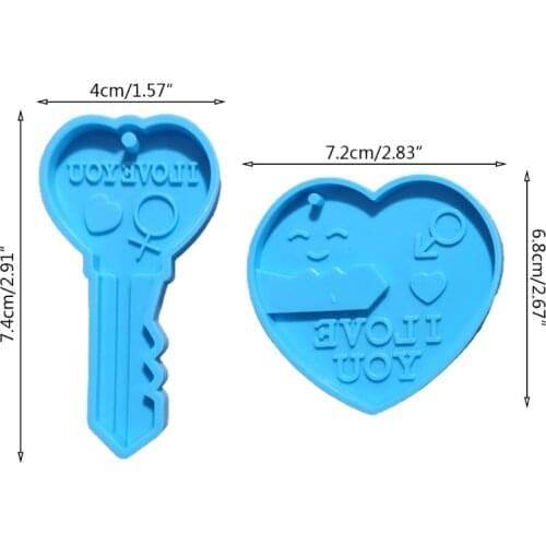 Lovers Heart and Lock Shape Phone Chain Epoxy Resin Mold Keychain Silicone Mould