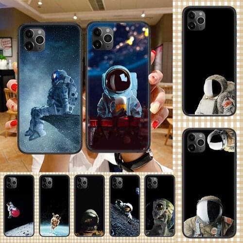 Astronaut USSR USA Phone Case Cover Hull For iphone 5 5s se 2 6 6s 7 8 12 mini plus X XS XR 11 PRO MAX black silicone Etui