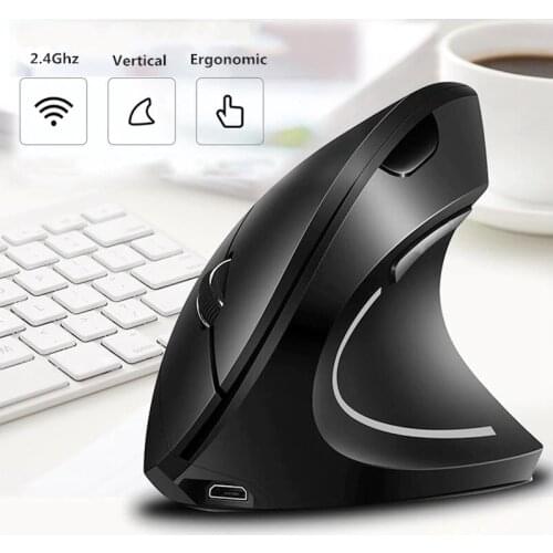 CHYI Rechargeable Wireless Mouse 1600DPI Adjustable Ergonomic Vertical Mice Gamer Office Right Hand Mouse For Laptop PC Macbook