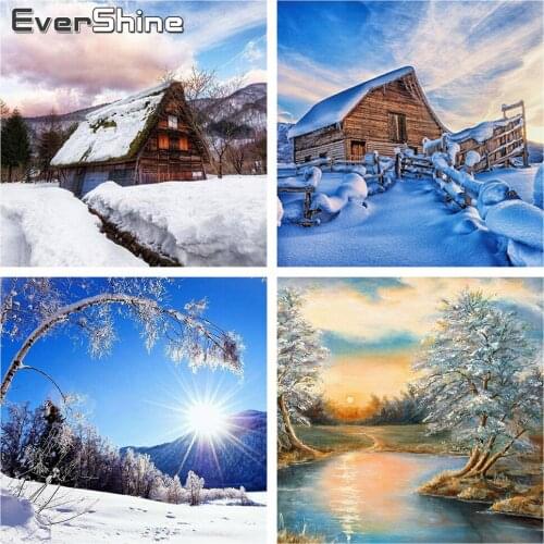 EverShine Diamond Embroidery Landscape Winter Full Drill Diamond Painting Cross Stitch Scenery Diamond Mosaic Rhinestone Picture