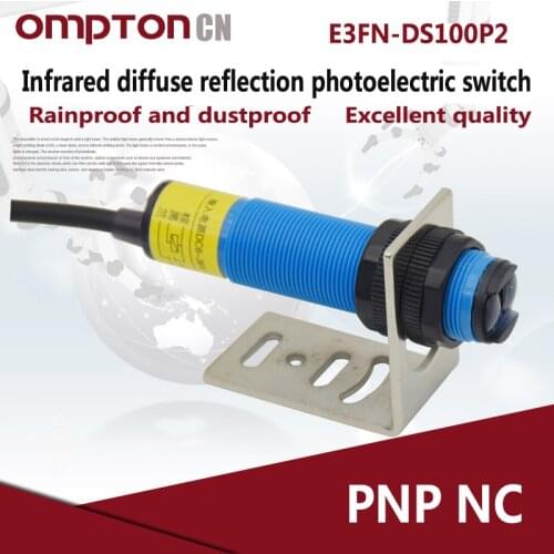 Photoelectric Sensors E3FN-DS100P2 PNP NC Infrared diffuse reflection photoelectric switch Response time 2.5ms (1 second=1000ms)