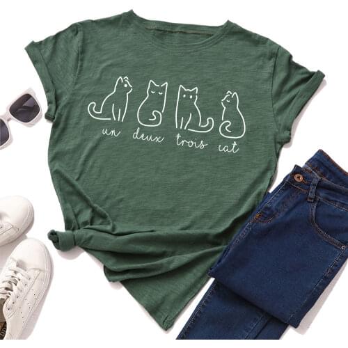 Graphic T Shirts for Women Cotton Short Sleeve Tee Female Shirt Tops Summer Casual Print Clothes Gifts Cute Animal Cats Family