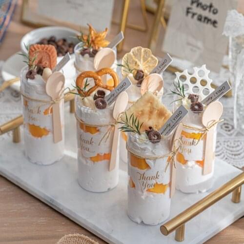 Simulation Fruit Cream Pudding Cake Fake Mousse Cup Decoration Ornaments Dessert Table Window Photo Props Orange