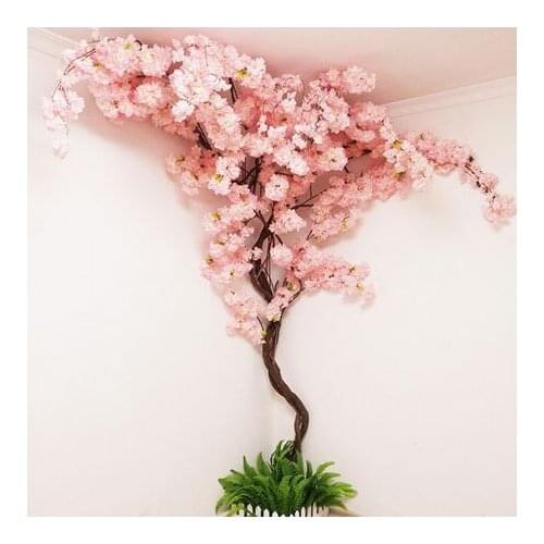 Artificial Cherry tree Vine Fake Cherry Blossom Flower Branch Sakura Tree Stem for Event Wedding Tree Deco Artificial Decorative