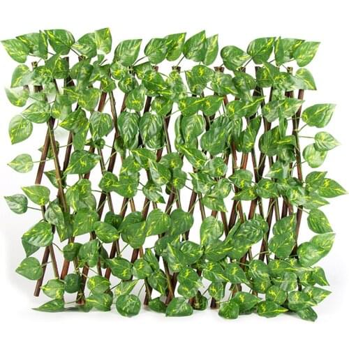 40cm Adjustable Simulation Fence Leaf Fence Artificial Fence Net Rattan Decorative Fence Home Garden Decoration Outdoor Plant