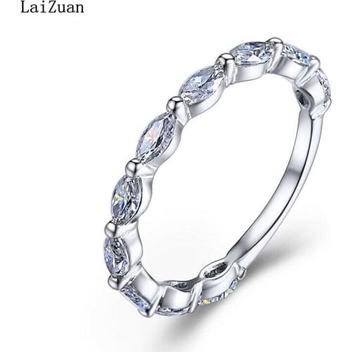 Engagement Wedding Gift Moissanite White Marquise 4x2mm Band 10K White Gold Ring