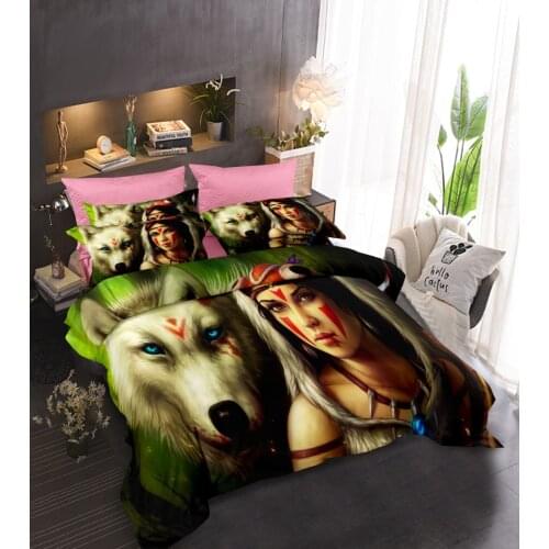 Wolf Bedding Set Single Twin Full Queen King Size Animal Tag Lion Wolf Bed Set Childrens Kid Bedroom Duvetcover Sets 019