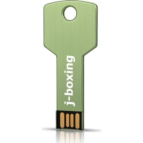 J-boxing Metal USB Flash Pen Drive 32GB 64GB USB 2.0 Key Shape Pendrives Memory Stick 8GB 16GB Computer Tablet Thumb Drive Green