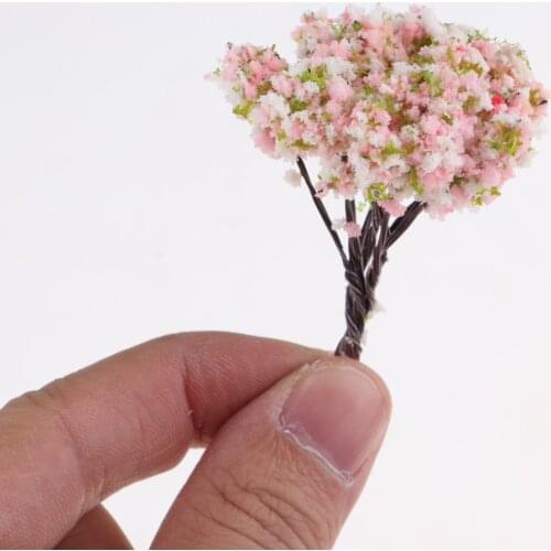 1/12 Dollhouse Miniature Peach Blossom Tree For Garden Decoration Accessory (3PCS)