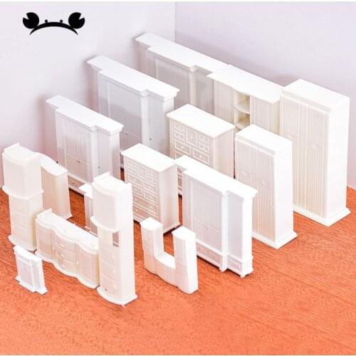 2pcs mini Furniture Miniature Doll House Accessories 1/25 1/30 1/50 scale Plastic Model Wardrobe Building Model Materials