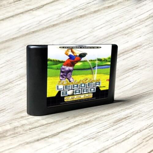 World Class Leader Board- EUR Label Flashkit MD Electroless Gold PCB Card for Sega Genesis Megadrive Video Game Console