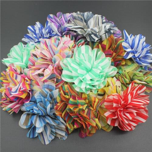 10pcs Fashion 9cm Print Chiffon Flower For DIY Girls Headdress Headbands Hair Clip Hairpins Wedding Invitation Craft Accessories