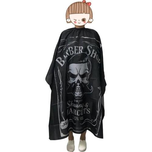2020 New Haircut Hairdressing Barber Cloth Skull Pattern Apron Polyester Cape Hair Styling Design Supplies Salon Barber Gown