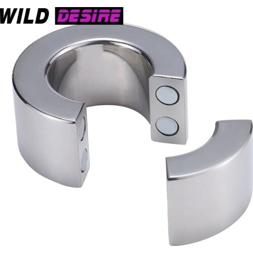 New Magnetic Ball Stretcher Stainless Steel Scrotum Pendant Restraint Men Gay Penis Bondage Scrotum Lock Traning Ring for Men