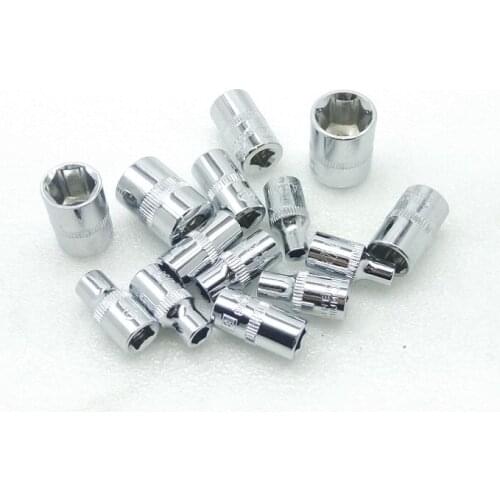 New 14Pcs 1/4" Drive Socke Set 4mm-14mm Sockets Wrench Set 6 Point Socket Bit Adapter Car Repair Tools