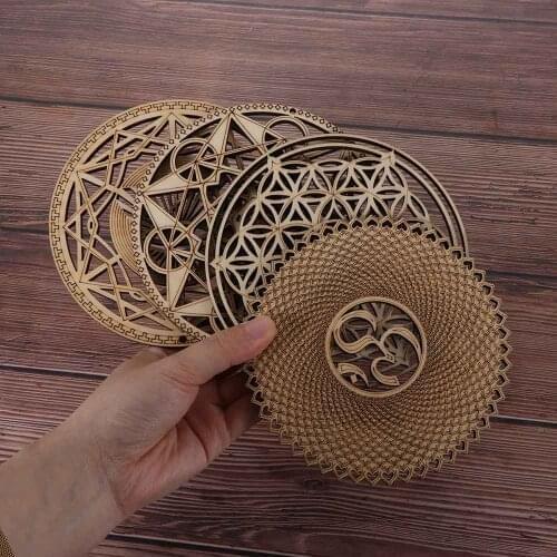 14Styles 14/30cm Flower of Life Shape Laser Cut Wood Wall Art Home Decor Handmade Coasters Craft Making Sacred Geometry Ornament