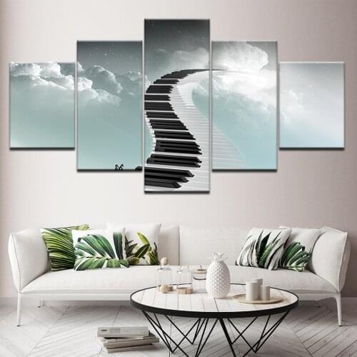 Canvas Painting Piano keyboard Step by step 5 Pieces Wall Art Painting Modular Wallpapers Poster Print living room Home Decor