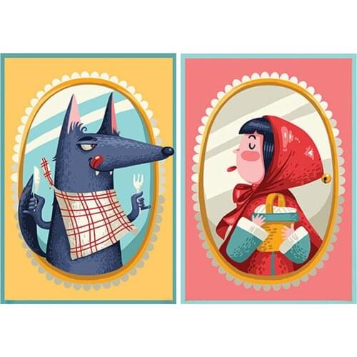 Little Red Riding Hood Wolf Poster Kids Room Decor Baby Girl Room Decor Canvas Painting Frameless Wall Art Prints