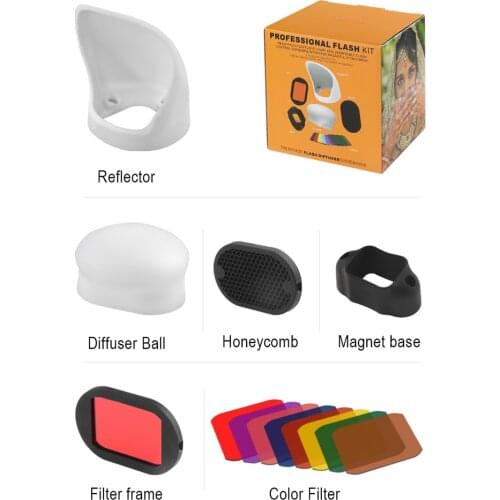 Camera Flash Diffuser Accessories Kit Honeycomb Reflector Color Filter Softbox For GODOX V1 V860ii Accesorios Flash