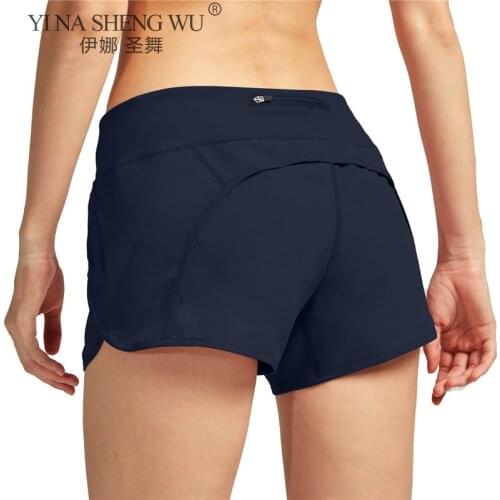 Yoga Shorts Womens Gym Running Workout Sports Running Solid Color Shorts Back With Zip Pocke Quick Dry Exercise Sportswear New