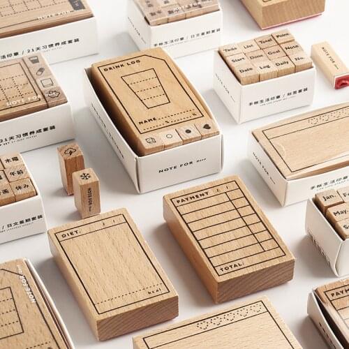 9Patterns DIY Hobby Diary Stamps Japanese Date Month Character Planner Sketchbook Scrapbooking Stationery Decoration Supplier