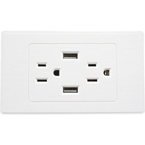 US Plug Socket Standard Dual USB Port Wall Charger Double 2.1A With Pc Flame Retardant Panel Charging Power Outlet Adapter