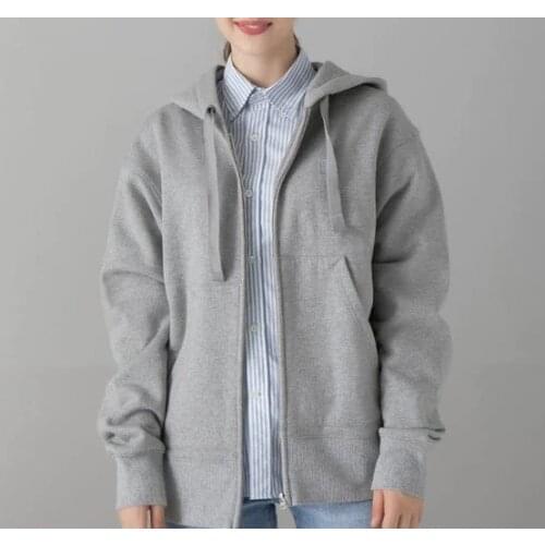 Womens sweatshirt jacket autumn and winter long sleeve zipper jacket cotton solid color men and women coat