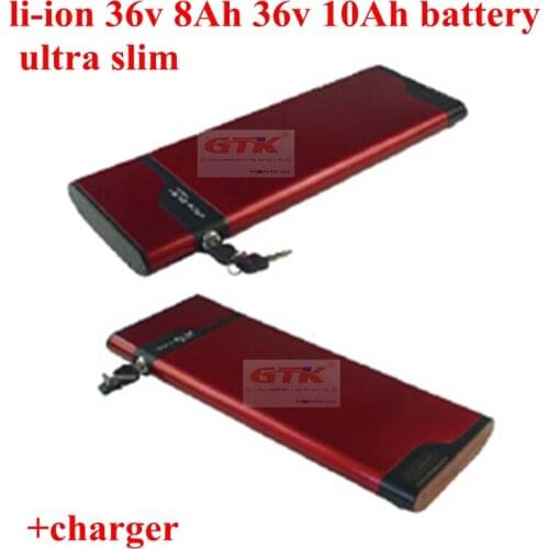 Li-ion 36v 9Ah 8Ah 36v 10Ah electric bike ebike lithium battery case ultra slim thin for bbs motor 500w 250w + 2A charger