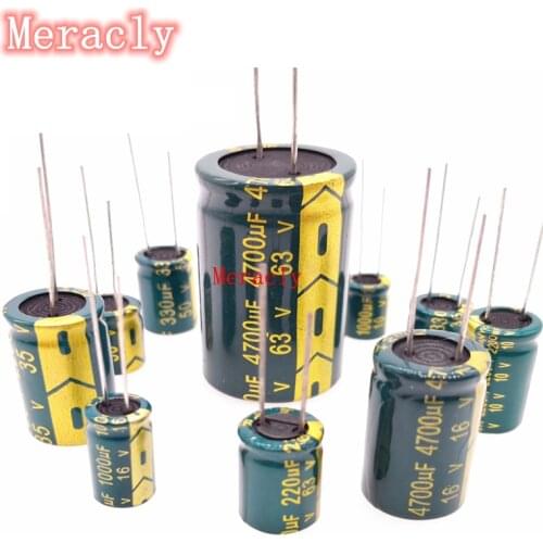 High Frequency Low Resistance Aluminium Capacitor 10V 16V 25V 35V 50V 63V 100V 400V 450V 100 220 330 1000 2200 3300 4700 6800UF