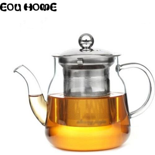 High Quality Heat Resistant Glass Tea Pot Chinese Flower Tea Set Puer Kettle Coffee Teapot with Stainless Steel Infuser Strainer