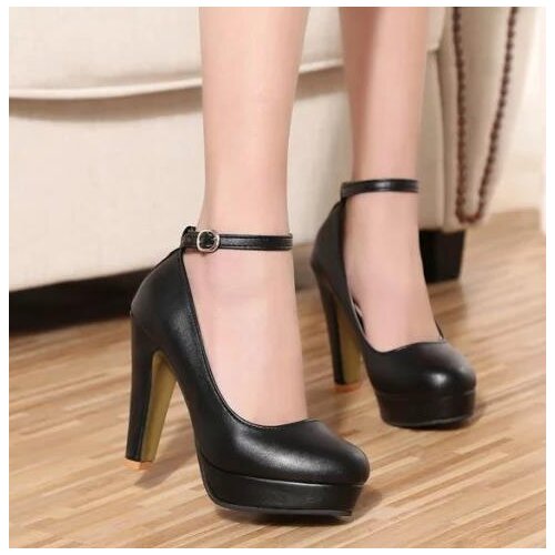 Spring Autumn High Heels Womens Shoes Fashion Waterproof Platform Straps Thick Heel 11cm Shallow Mouth Ladies Party Dress Shoes